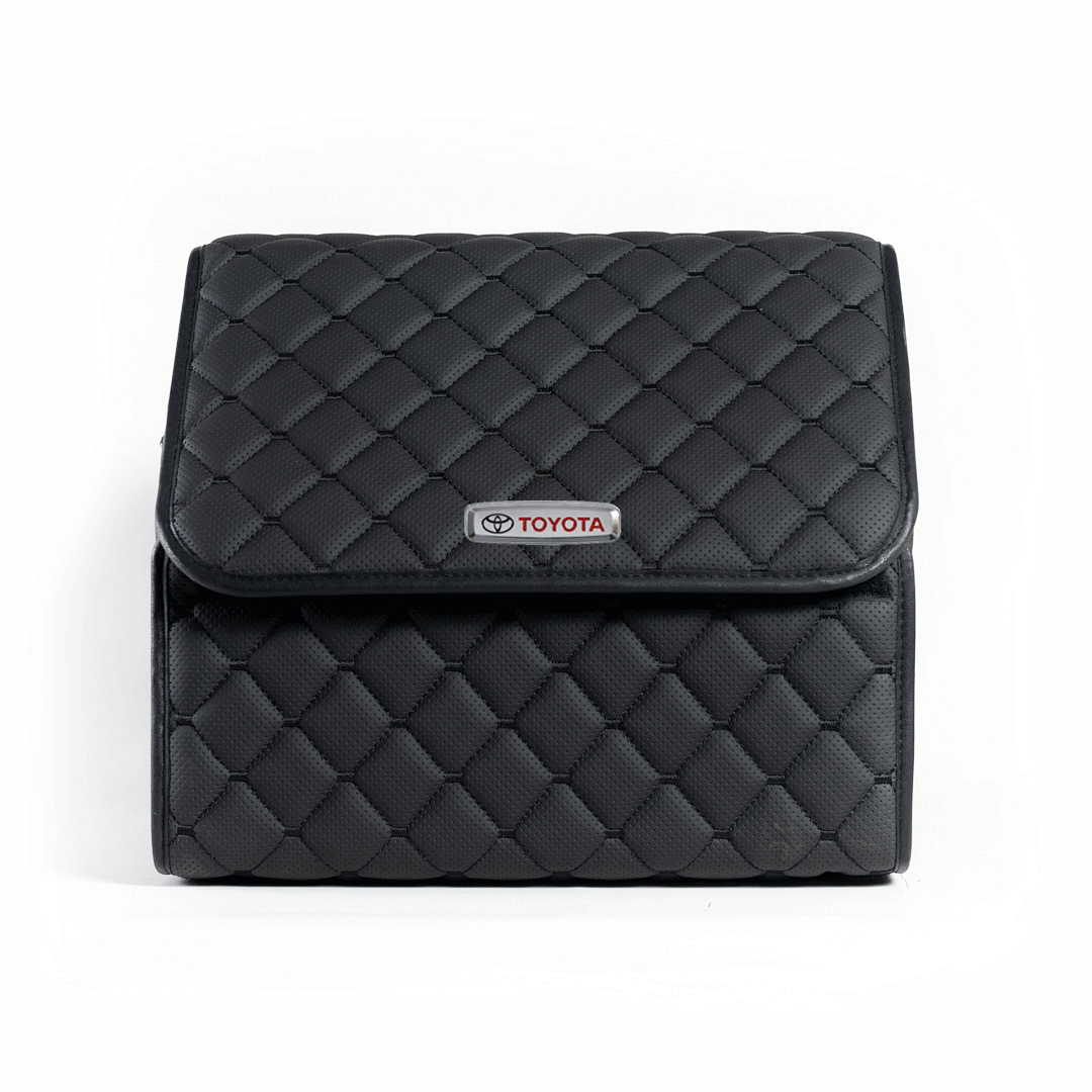 Сумка-органайзер с лого Toyota в багажник CarsBAG Экокожа 30x35x30 см Черный (acb-1036-5-30х35х30-10)