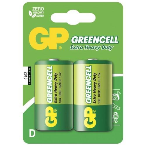 Батарейка сольова GP Super Heavy Duty 13G-S2 Green R20 1,5V 2 шт. (2143927587)