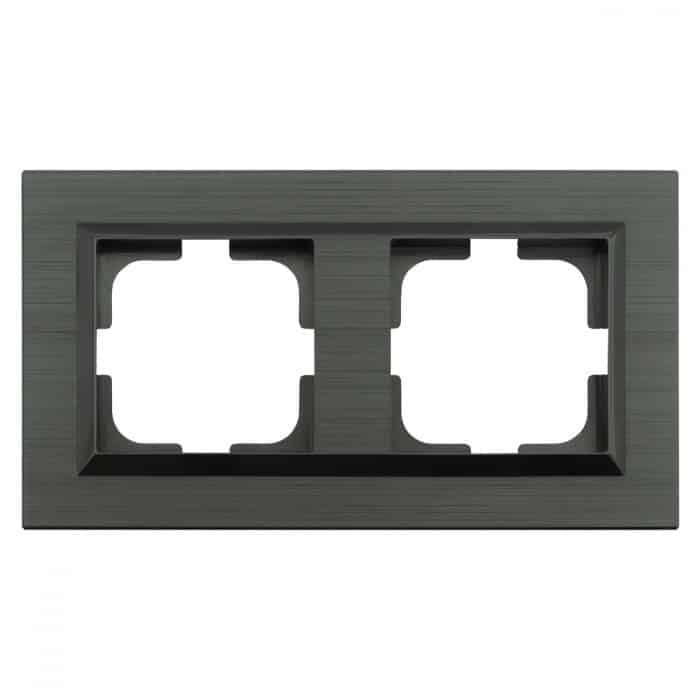 Рамка двухместная HOROZ ELECTRIC QUANTUM Серый магнит (405-310000-226)