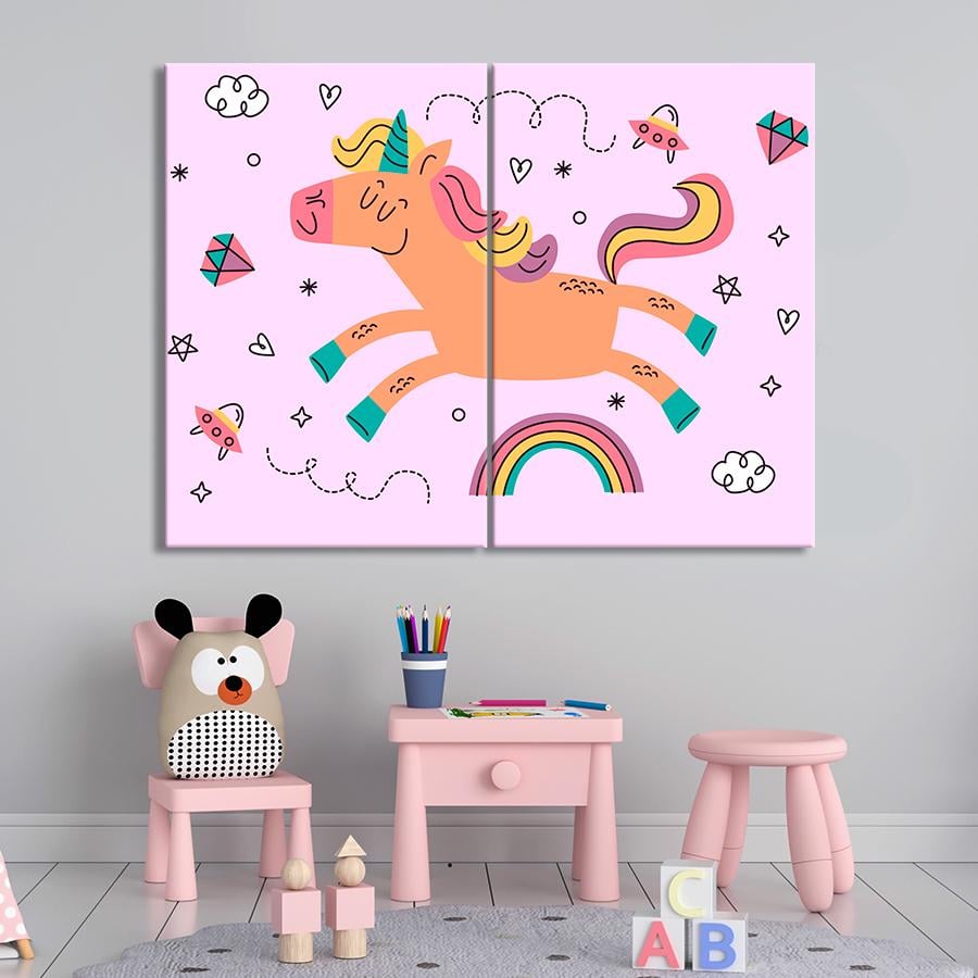 Картина в детскую комнату Смешной единорог 111x81 см (A1435-2)