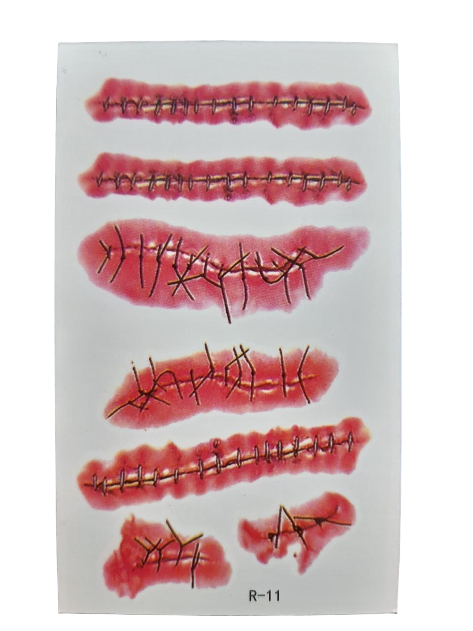 Тату временное на Хэллоуин Раны 10х6 см Красный (R-11)