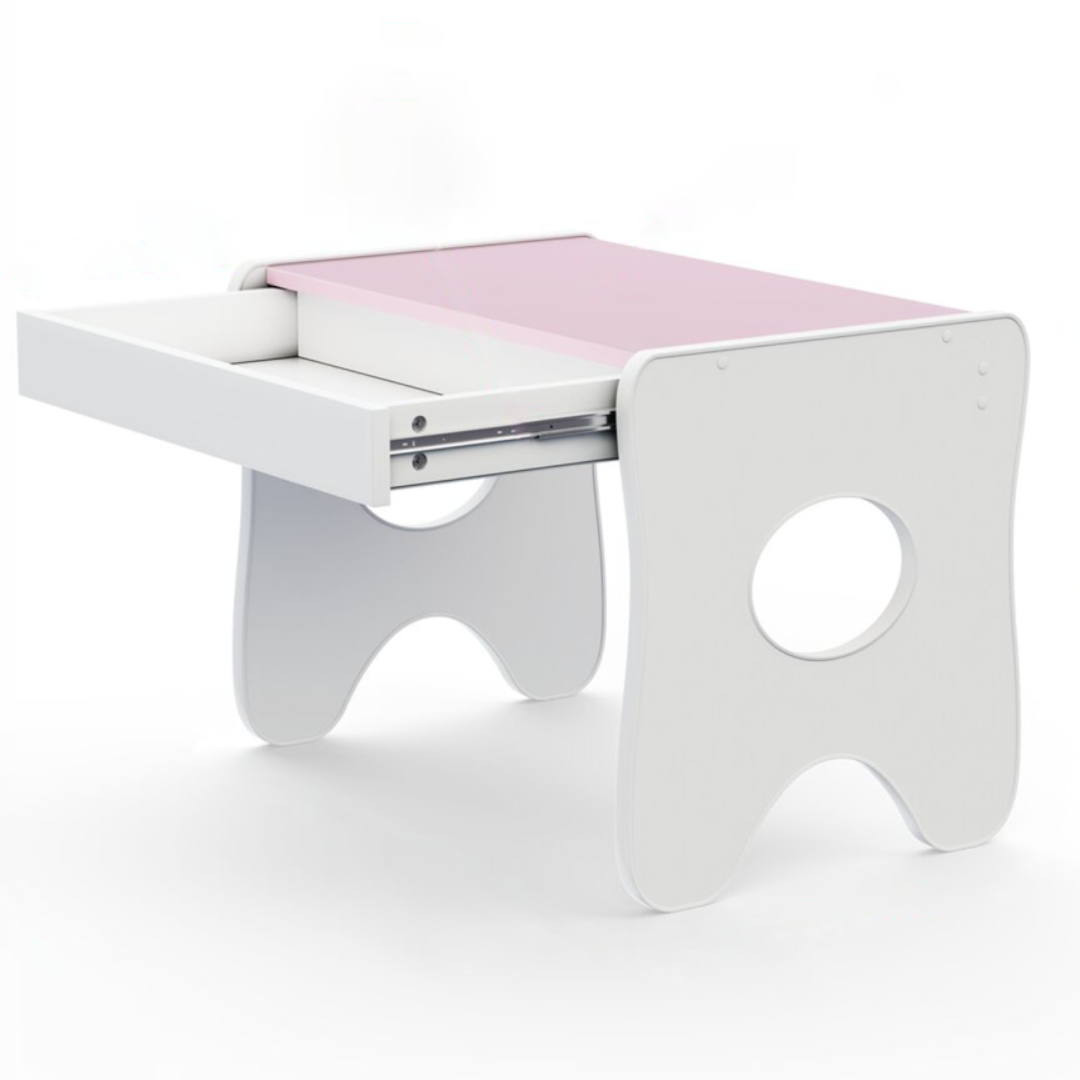 Детский столик игровой стол с ящиком 70х45х51 см Белый с розовым (44297)