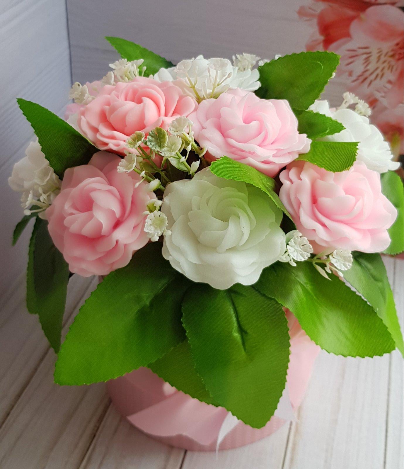 Мыло ручной работы Букет роз Белый/Розовый (AS00006)