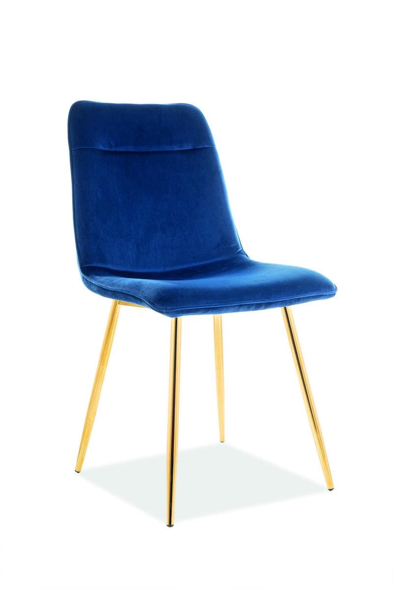 Стул кухонный Signal EROS VELVET 870х470х410 мм (мягкий для кухни/гостиной/офиса) Металл/Ткань Бархат цвет Золотой/Синий (EROSVZLGR)