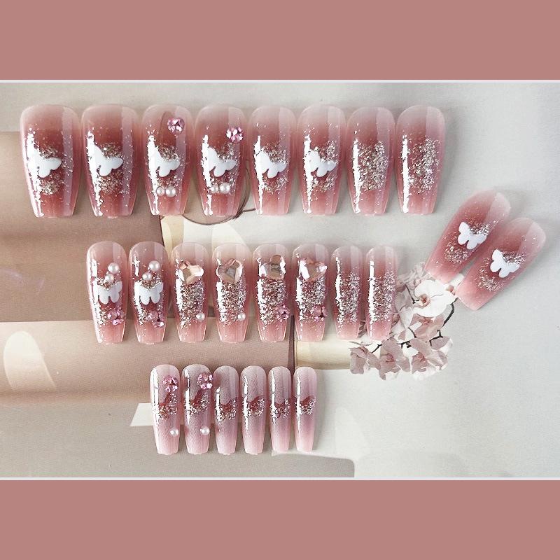 Накладные ногти с дизайном бабочка с клеем Bananahall 24 шт.LK15286 Розовый (A9756) - фото 3 Накладные ногти с дизайном бабочка с клеем Bananahall 24 шт.LK15286 Розовый (A9756) - фото 3