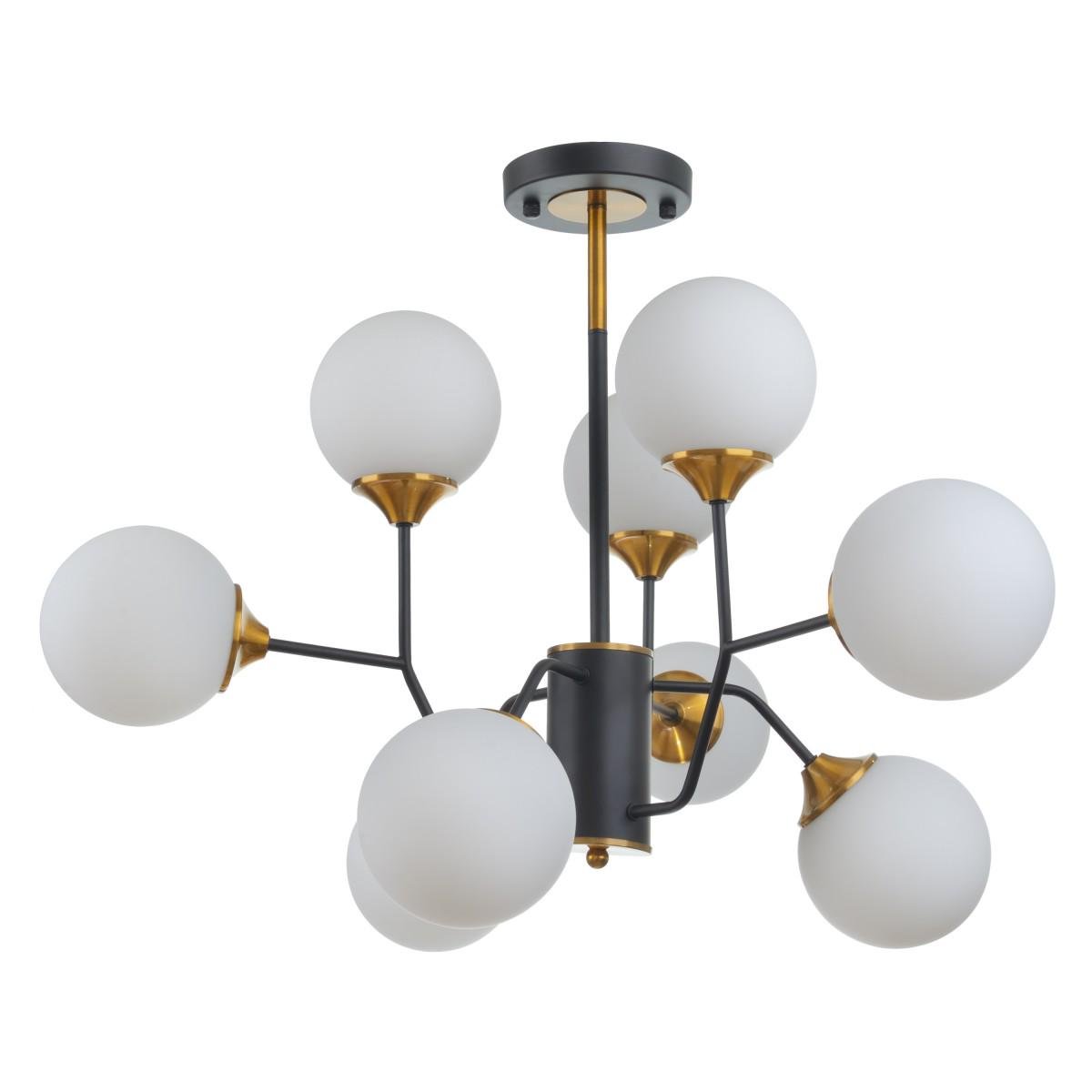 Люстра потолочная лофт молекула Brille BL-914C/9 E27 BZ/BK на 9 плафонов