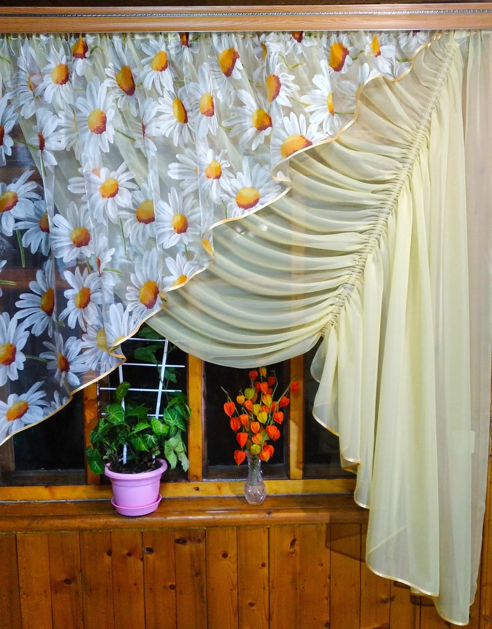 Шторы Камелия правая Лунный/Ромашка (1501744058)