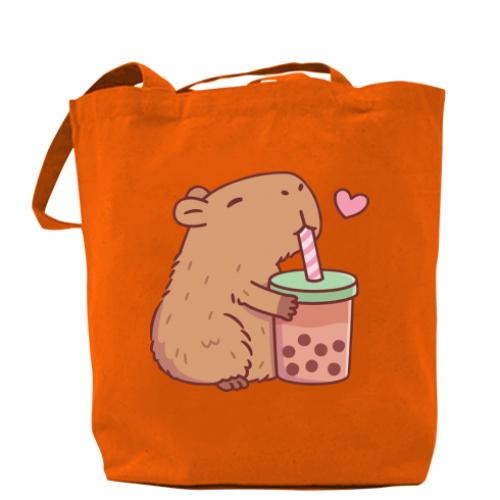 Шоппер Boba tea capybara Оранжевый (14709231-9-188160)