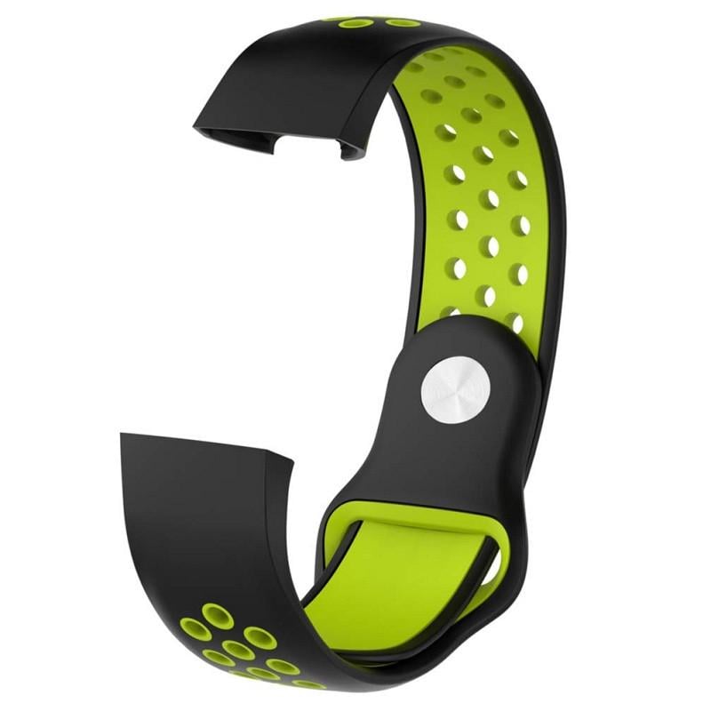 Силиконовый ремешок Primo с перфорацией для фитнеса браслета Fitbit Charge 3 FB409/FB410 Black/Green (971296117)