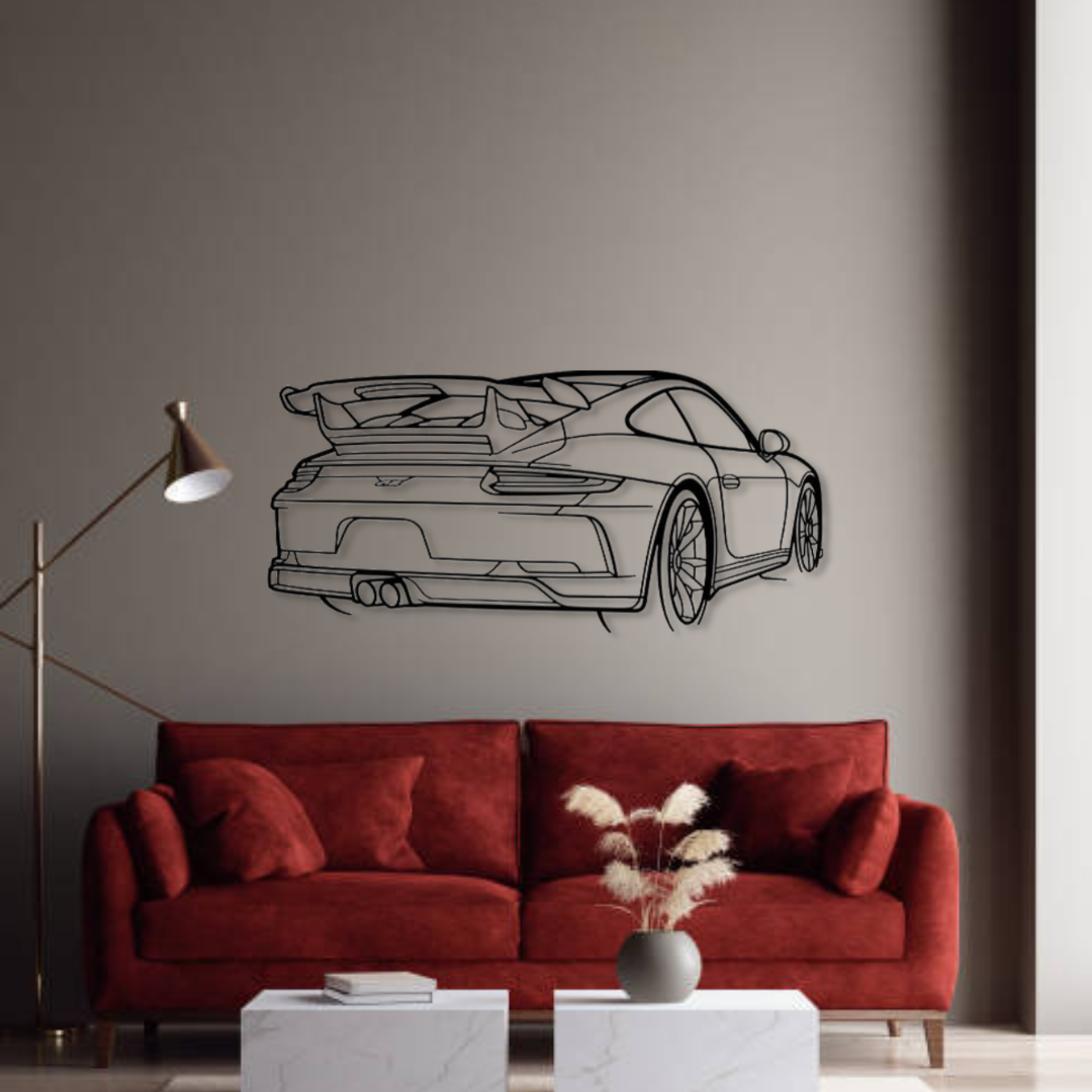 Декор на стену авто Porsche 911 GT3 из металла 120 см (auto67)