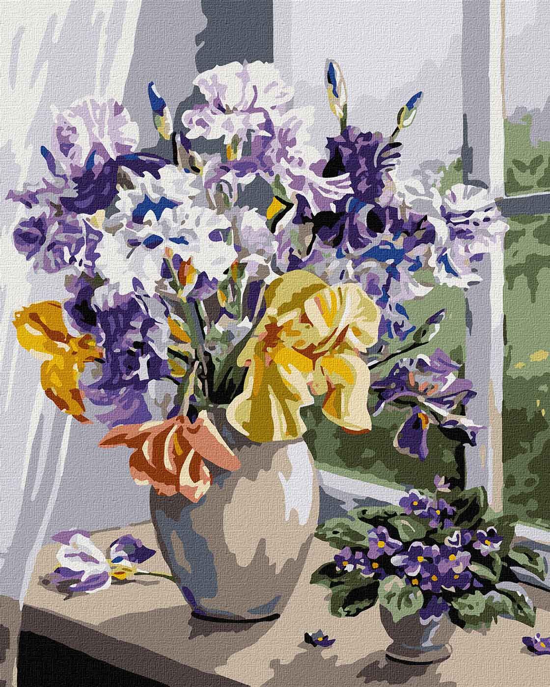 Картина по номерам Идейка Цветы Букет ирисов 40х50 см в термопакете (КНО2990-mt)