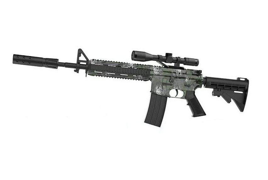 Автомат детский стреляет орбизами с глушителем на аккумуляторе защитные очки/зарядка/пули/прицел (12270080)