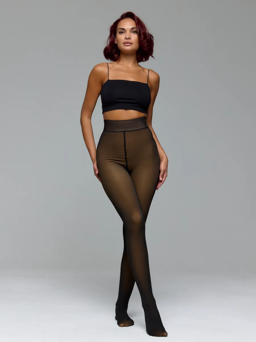 Колготки женские OnePro с эффектом утяжки для зимы 3-M Черный (73813) - фото 11