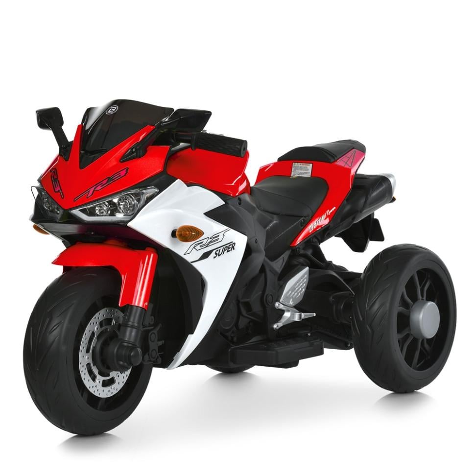 Детский электрический мотоцикл Bambi Racer 12V одноместный до 30 кг Красный (DE-169-E-1001)