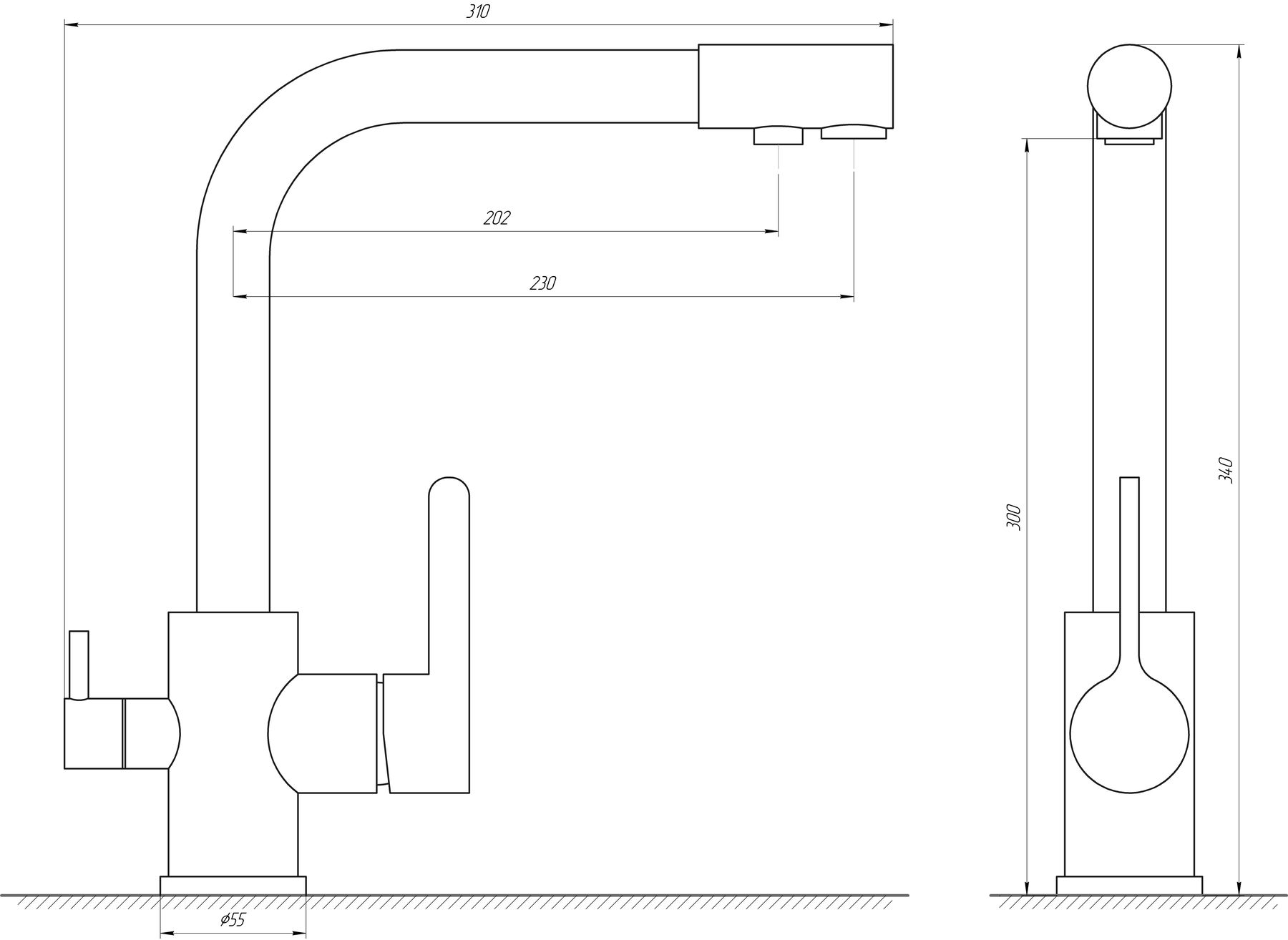 Смеситель для кухни под осмос Globus Lux GLLR-0444-8-STSTEEL - фото 2