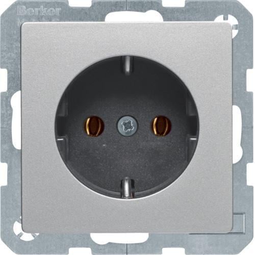 Розетка одинарная Hager Q.x с ж/к 16А/250V Алюминий (28684915)