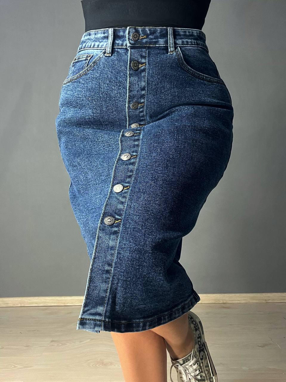 Спідниця жіноча джинсова Vanver 8238 на ґудзиках середньої довжини р. 33 88 см 111 см Синій - фото 7 Спідниця жіноча джинсова Vanver 8238 на ґудзиках середньої довжини р. 33 88 см 111 см Синій - фото 7