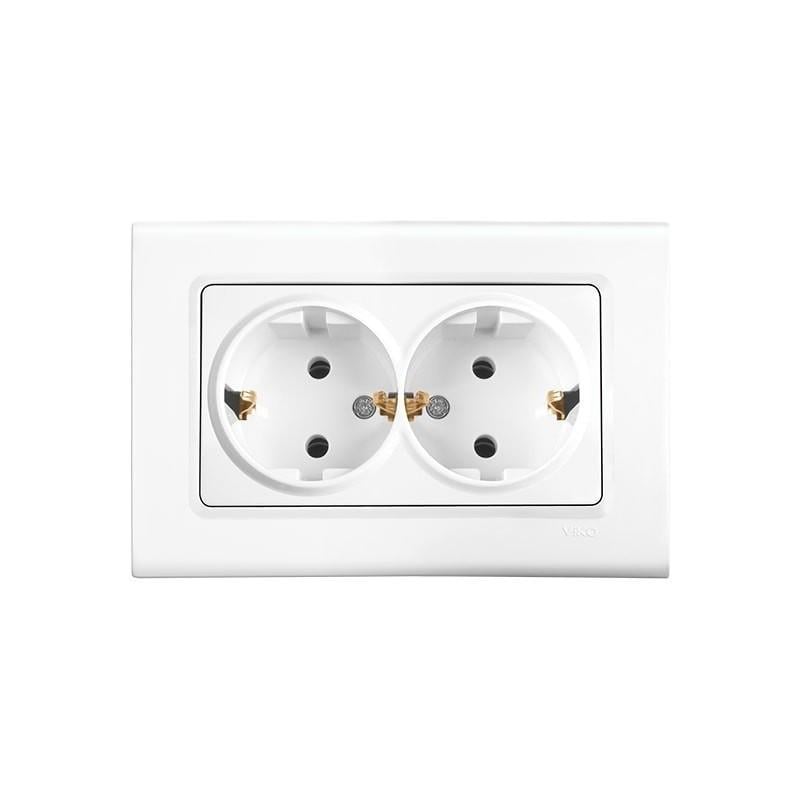 Розетка Viko Linnera двойная с заземлением Белый (90400056) Розетка Viko Linnera двойная с заземлением Белый (90400056)