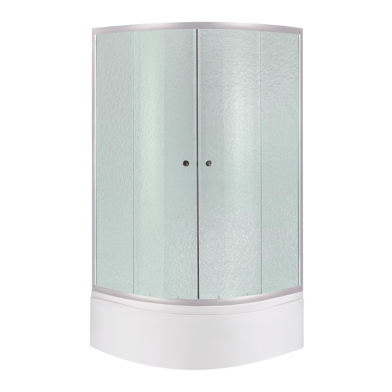 Душова кабіна Lidz Latwa SC90x90.SAT.HIGH.FR полукругла скло Frost 4 мм з душовим піддоном KAPIELKA ST90x90x41 та панеллю (2657689597)