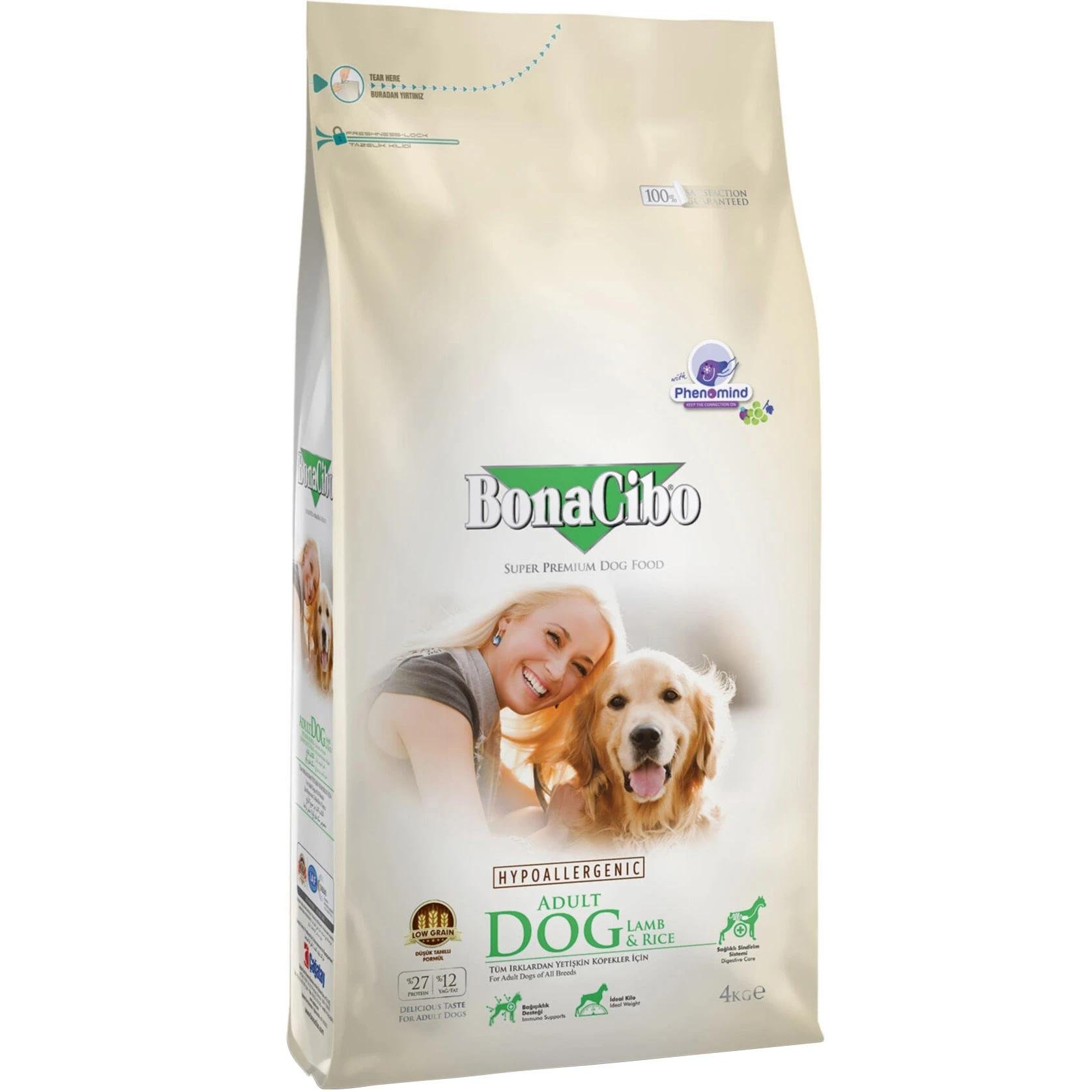 Корм сухий BonaCibo Dog Lamb&Rice для дорослих собак усіх порід з куркою та рисом 4 кг (BC406168)