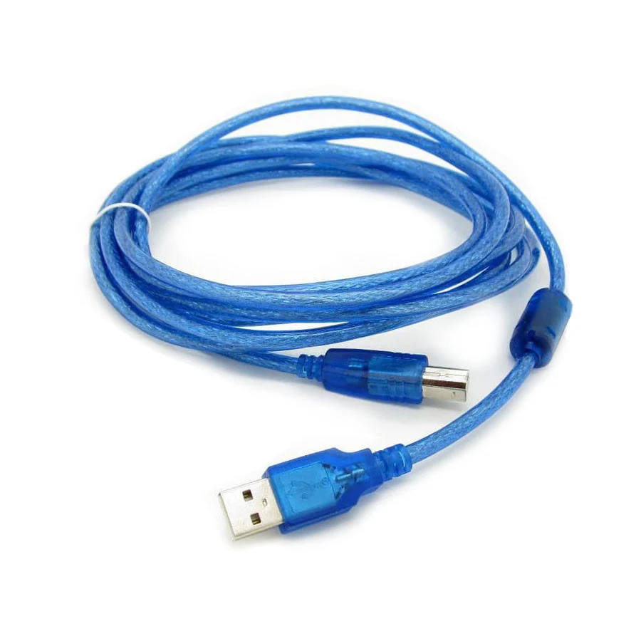 Кабель USB 2.0 RITAR AM/BM Ферритовый фильтр 5 м Прозрачный/Синий (YUT_V2677)