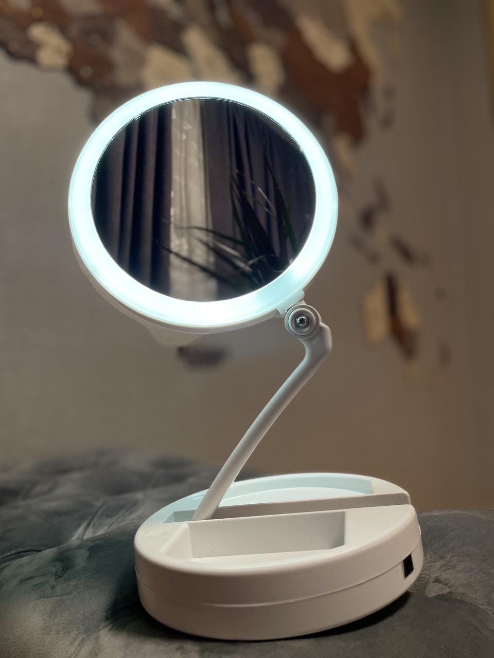 Косметическое зеркало складное 10X My Fold Away Mirror с LED подсветкой (2487) - фото 9