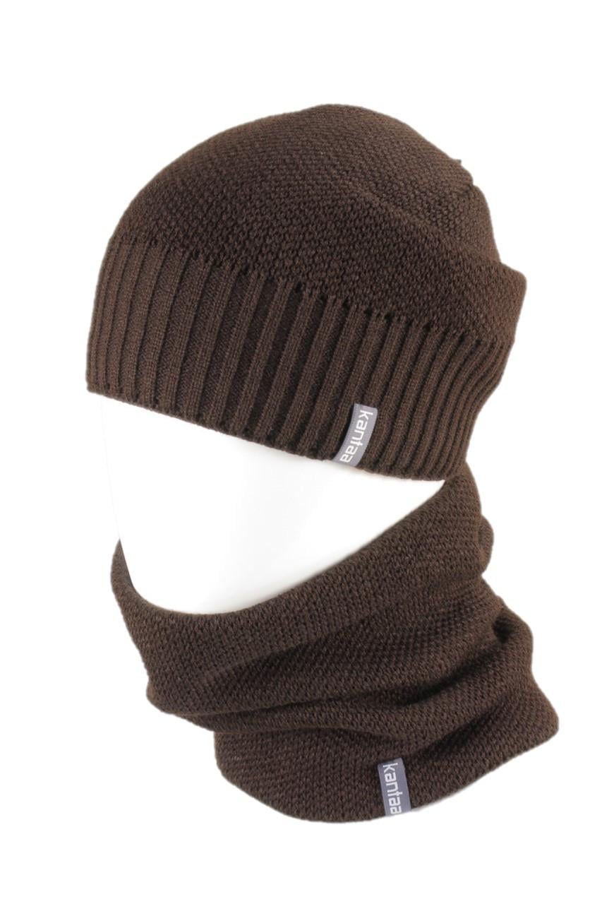 Вязаная шапка Кahta Fashion Hat с Buff снуд унисекс р. 57-58 Коричневый (OC-102)