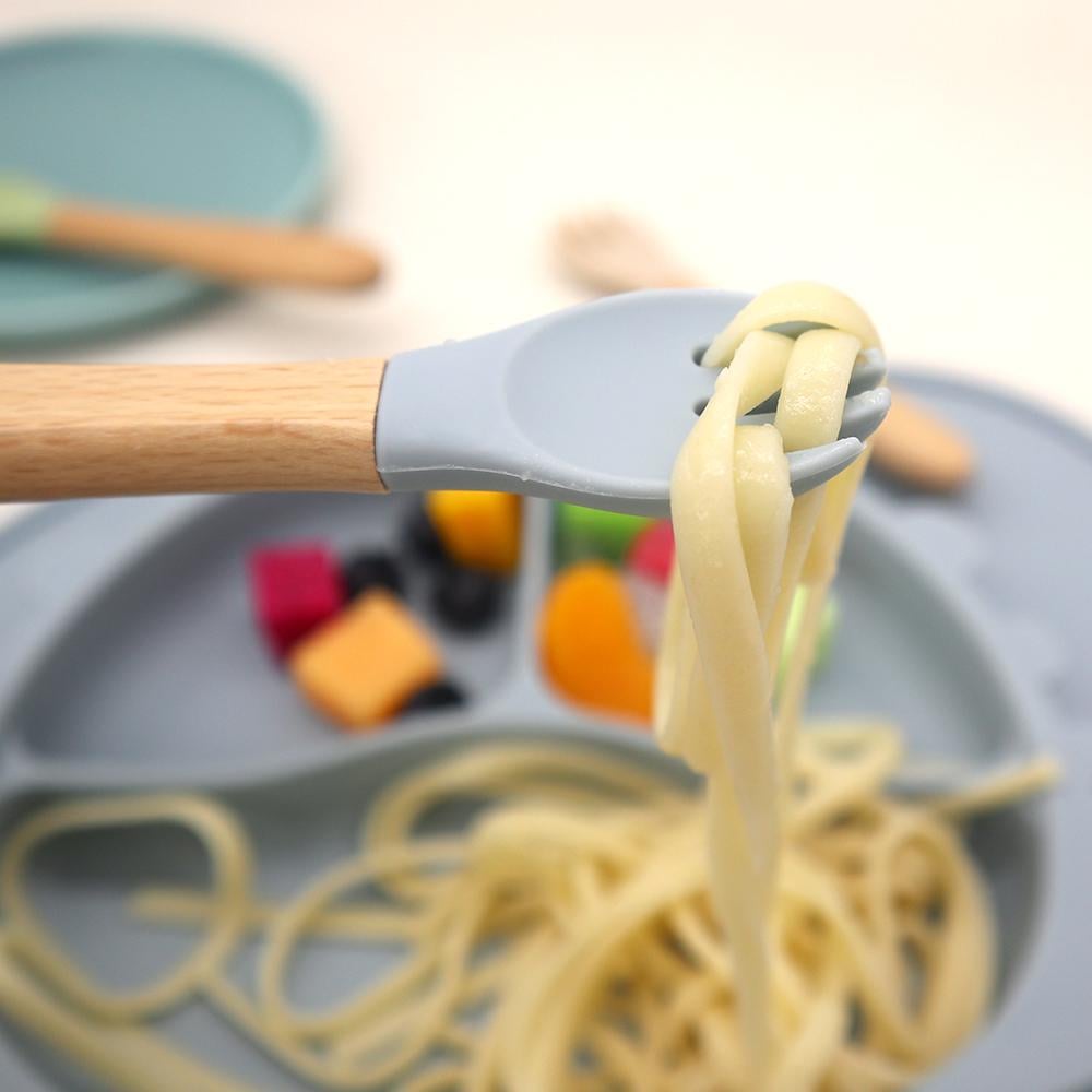 Набір дитячого посуду на присосках силіконовий Блакитний (22391341) - фото 7