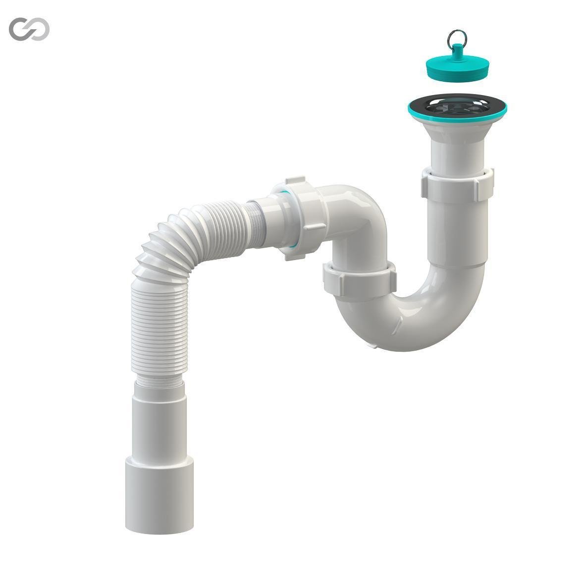 Сифон для кухонной мойки SoloPlast Н0310 с нержавеющей сеткой/пробкой 600 мм (28144397) - фото 2