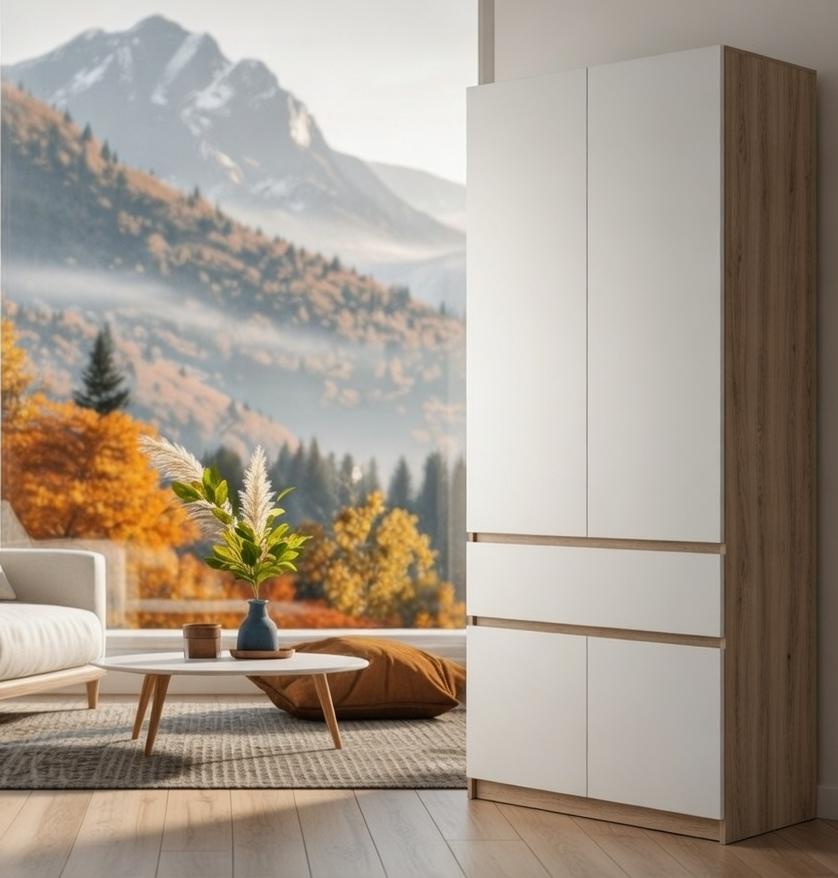 Шафа на 2 дверки з штангою Майстер Форм 800х520х2000 Дуб сонома/Білий (20580)