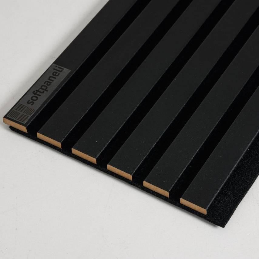 Панель стеновая 3D softpaneli реечная акустическая 2800х295х17 мм Черный - фото 1
