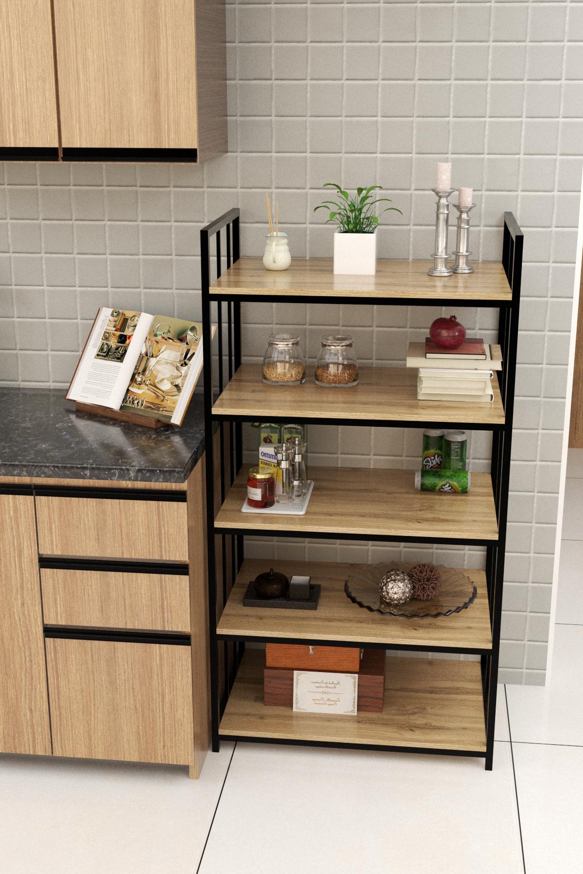 Стеллаж кухонный Лорейн в стиле лофт EcoLoft DSP-1197 Дуб Аппалачи (DSP-1197-1)