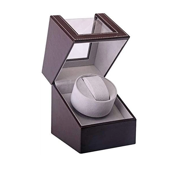 Шкатулка для подзавода механических часов Виндер Watch Winder Коричневый/Серый