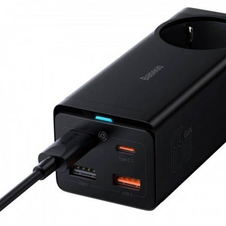 Мережевий зарядний пристрій Baseus GaN3 Pro Desktop Powerstrip 2C+2U+AC(EU) 65W Black (PSZM000901) - фото 6 Мережевий зарядний пристрій Baseus GaN3 Pro Desktop Powerstrip 2C+2U+AC(EU) 65W Black (PSZM000901) - фото 6