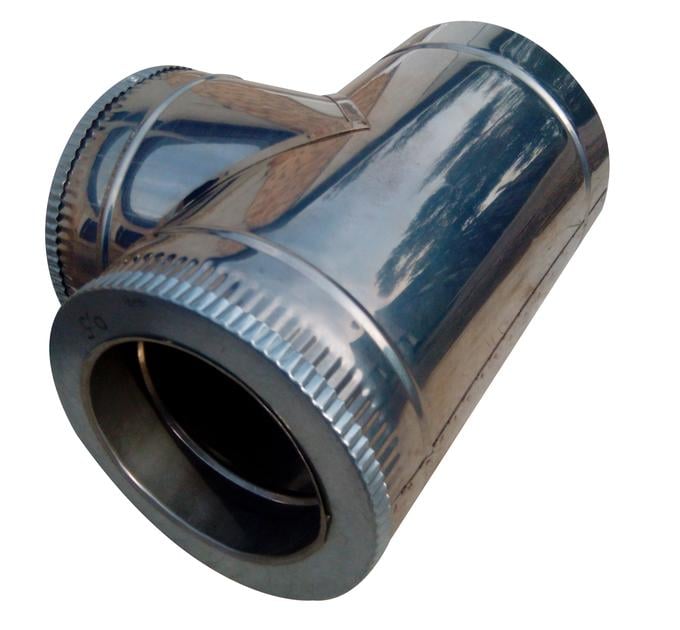 Трійник двостінний для димоходу 87° 200/260 нержавіюча сталь 0,6 мм