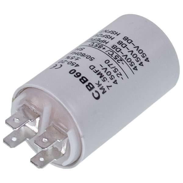 Конденсатор пусковой CBB60 для стиральной машины 7.5uF 450V (00000042659) Конденсатор пусковой CBB60 для стиральной машины 7.5uF 450V (00000042659)