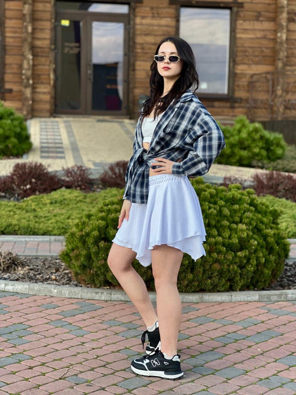 Рубашка женская в клеточку Синий/Белый (2567453283) - фото 4 Рубашка женская в клеточку Синий/Белый (2567453283) - фото 4