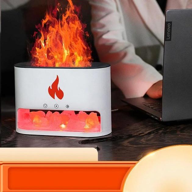 Увлажнитель воздуха соляная лампа 3в1 с эффектом пламени гималайская соль для ароматерапии и подсветка Белый - фото 2