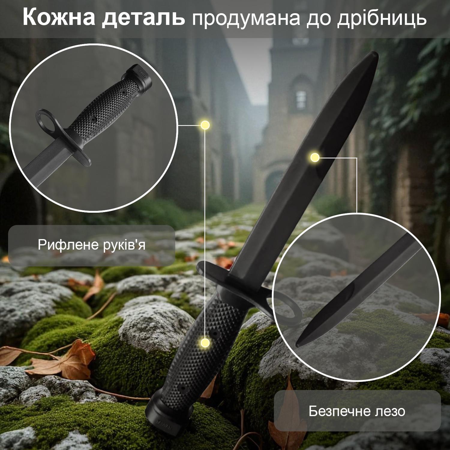 Макет штыкового ножа тренировочный M7 GDragon из полипропилена Черный (141_11_0_1) - фото 3 Макет штыкового ножа тренировочный M7 GDragon из полипропилена Черный (141_11_0_1) - фото 3