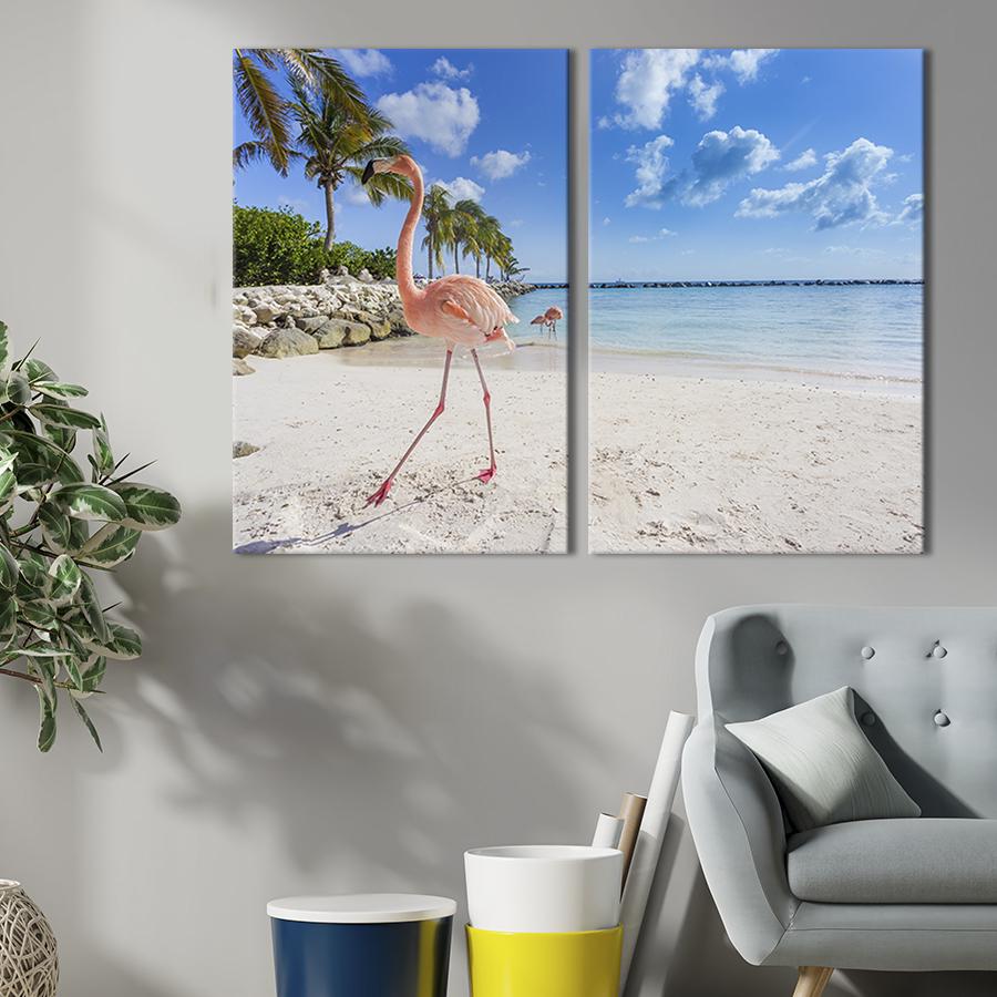 Модульная картина на холсте Диптих Розовый фламинго 71x51 см (169-2)