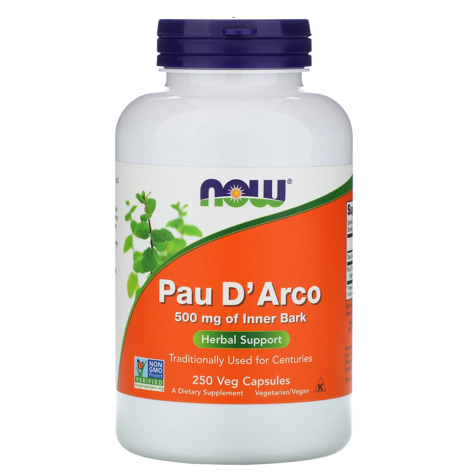 Натуральна добавка NOW Foods Pau D' Arco 500 мг 250 капсул