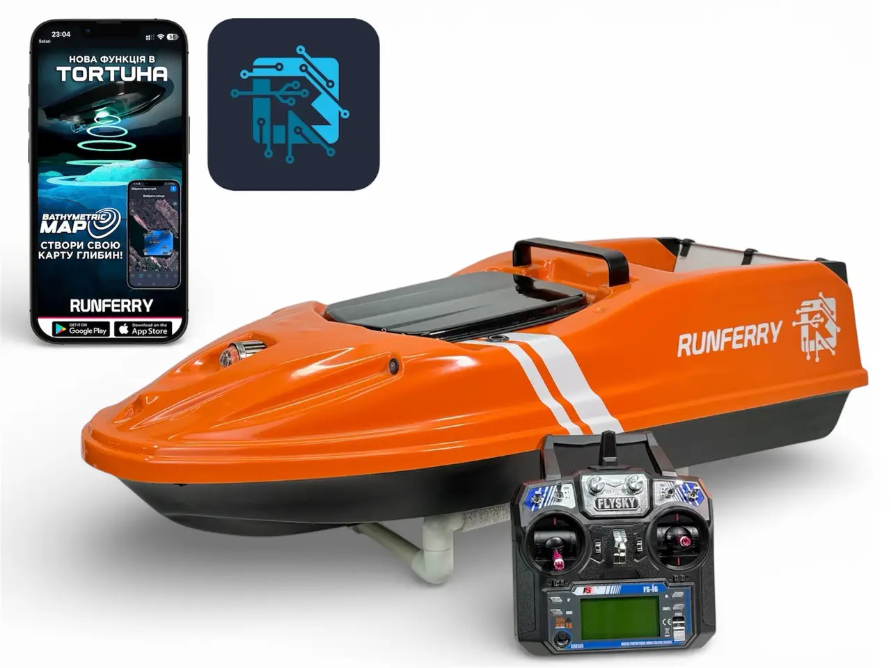 Кораблик для прикорму Runferry SOLO V3 GPS Orange і ехолот Runferry Echo Lite Кораблик для прикорму Runferry SOLO V3 GPS Orange і ехолот Runferry Echo Lite