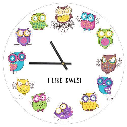 Часы настенные круглые Presentville I like owls 36 см (CHR P 15M002)