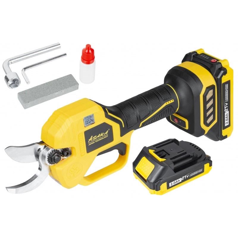 Секатор аккумуляторный ASAKA 21 V 2Ам 2 батареи