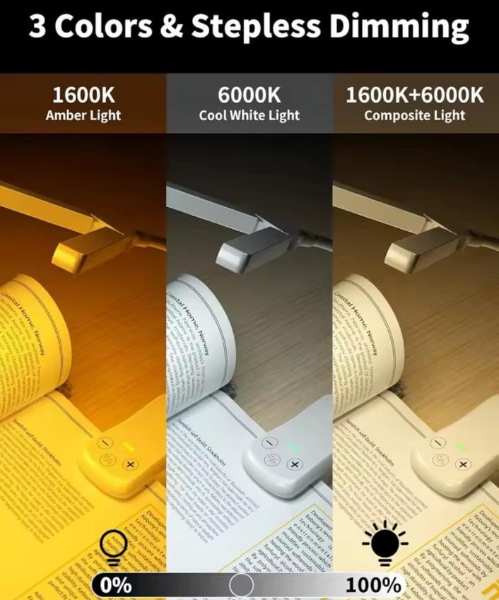 Лампа для читання книг BOOK LIGHT 14 LED з акумулятором Білий (00001) - фото 5
