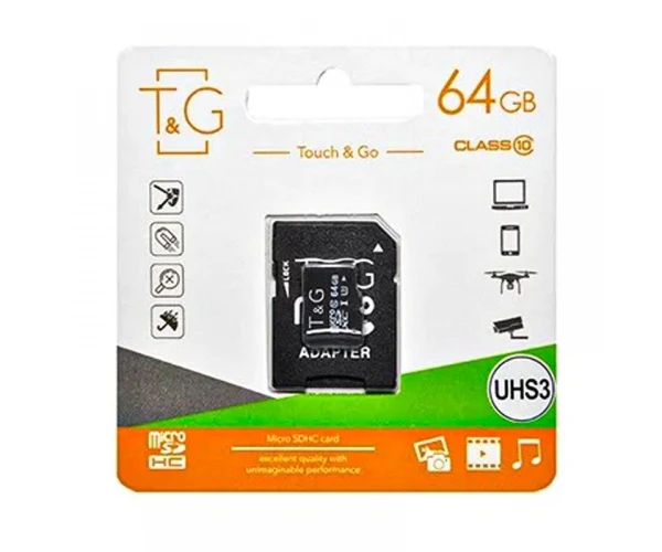 Карта пам'яті T&G MicroSDXC&Adapter UHS-3 Class 10 64Gb Black