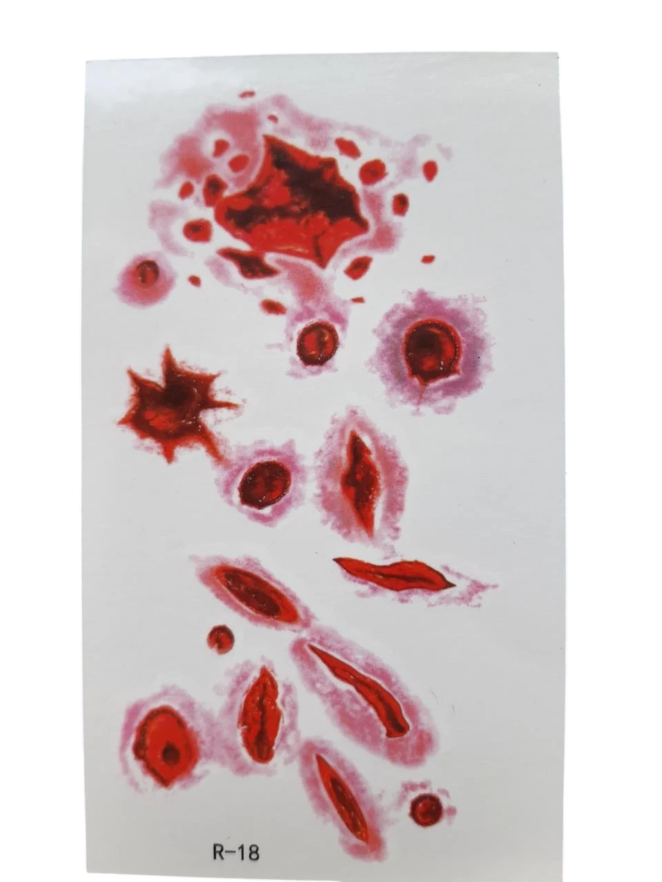 Стикер на тело переводки Раны 10x6 см Красный (R-18)