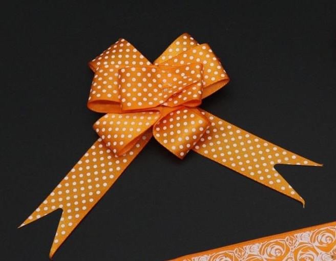Бант подарочный на затяжках с рисунком 8х5 см Оранжевый (1124852485)