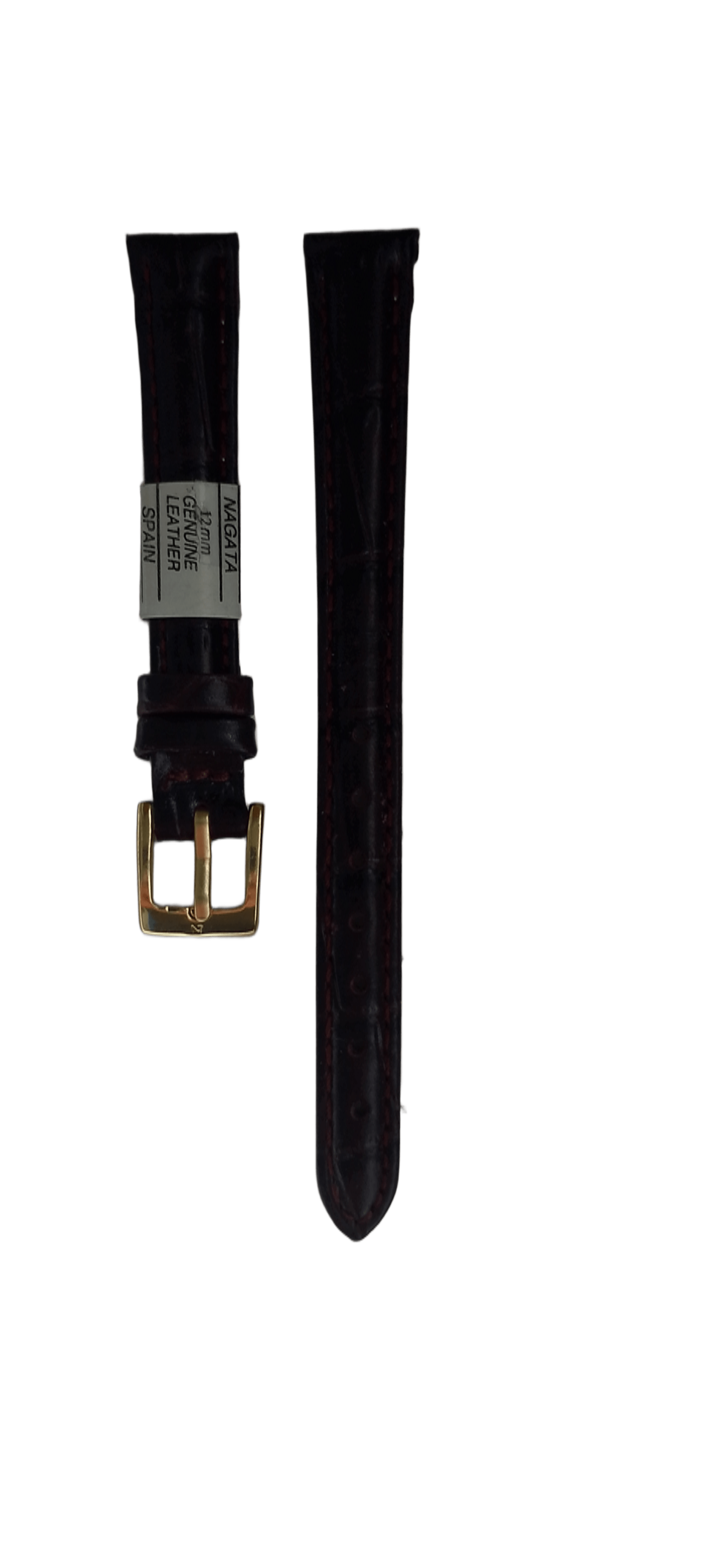 Ремешок для часов кожаный крокодил 12х170 мм Коричневый (2450А)