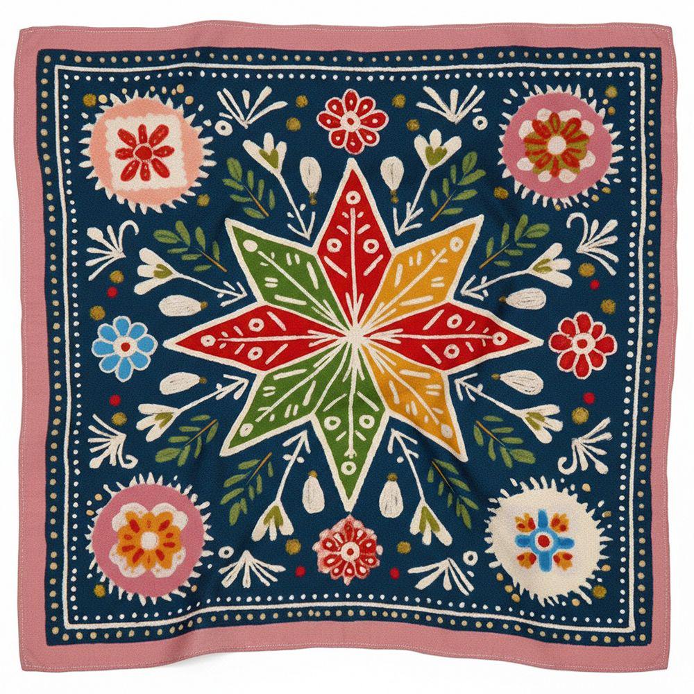 Платок шелковый Presentville Армани с принтом Яркая рождественская звезда 68х68 см (HUST_26NY003)